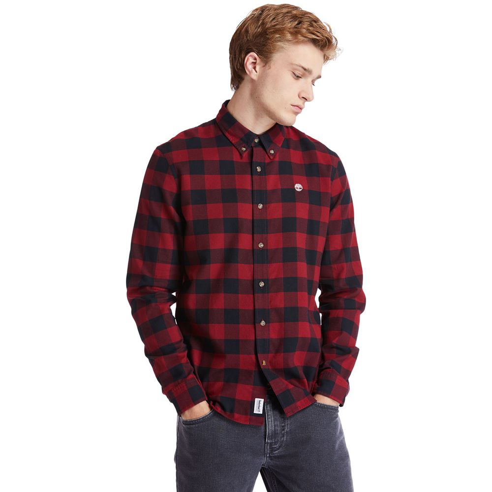 Camasi Timberland Barbati Rosii/Negrii - Mascoma River Slim-Fit Long-Sleeve Check - Romania - IZUDWL